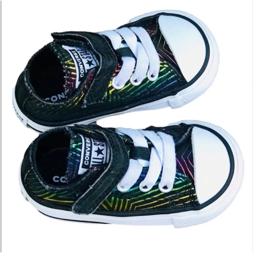 Converse All Of Star Infant Toddler Multi Color Metallic Lace Up Shoes Size 3